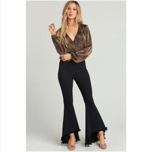 Show Me Your Mumu Becky Bells In Black Lava Women's Large High Waist Fringe USA - Picture 2 of 13